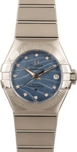 Ladies Omega Constellation Blue Mother of Pearl Diamond Dial