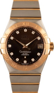 Omega Constellation Steel & Red Gold Brown Diamond Dial