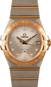 Omega Constellation Steel & Red Gold Silver Diamond Dial