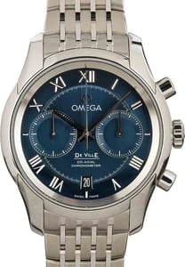 Omega De Ville Prestige Stainless Steel Blue Roman Dial