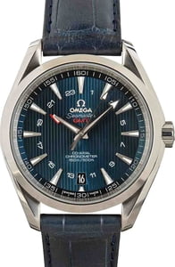 Omega Seamaster Aqua Terra Steel on Blue Leather Strap