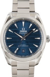 Preowned Omega Seamaster Aqua Terra 150M Blue Horizontal Teak Dial