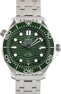 Used Green Wave Dial Omega Seamaster Diver 300M Stainless Steel