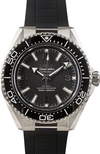 Pre-Owned Steel on Rubber Omega Seamaster Planet Ocean 600M Black Dial