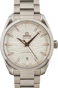 Omega Seamaster 38MM Stainless Steel, Smooth Bezel Silver Luminous Wave Dial, B&P (2021)