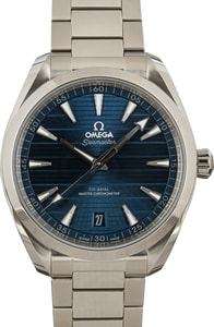 Omega Seamaster 41MM Stainless Steel, Blue Dial Exhibition Caseback, B&P