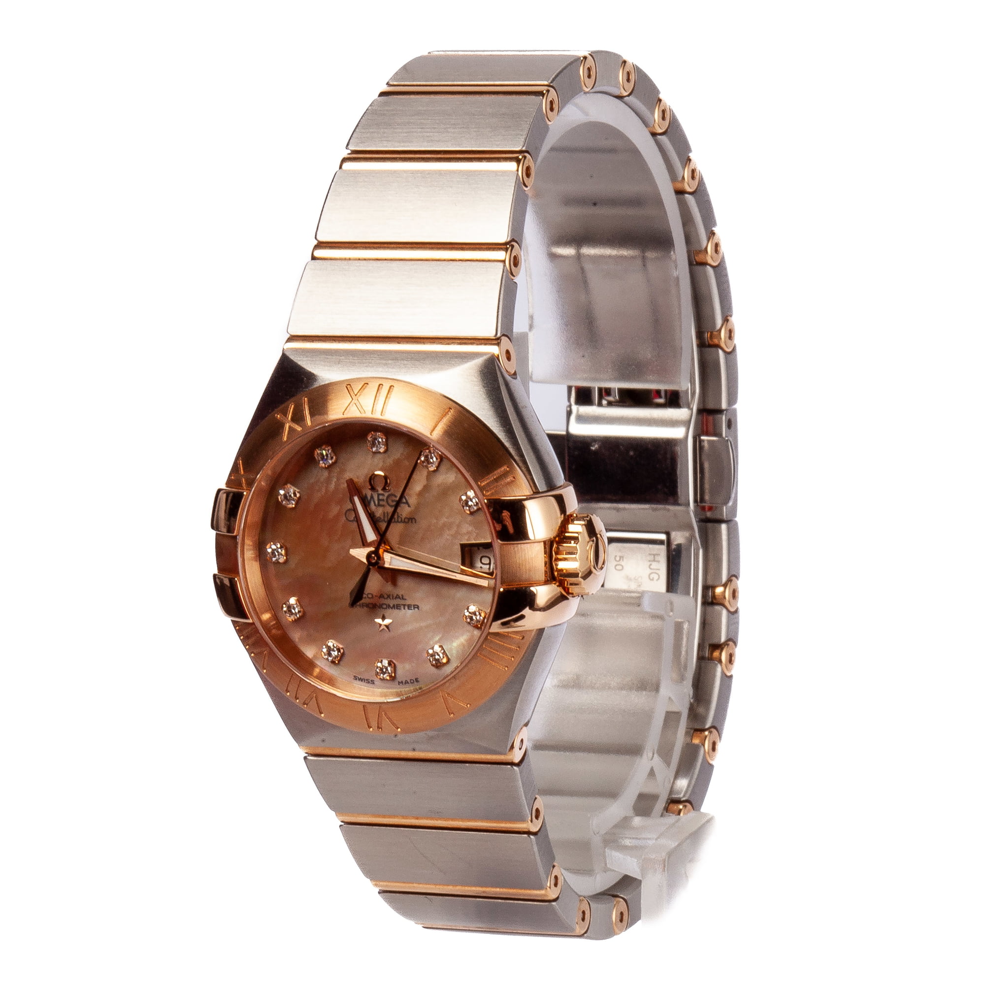 Ladies Omega Constellation Brown Mother of Pearl Diamond Dial