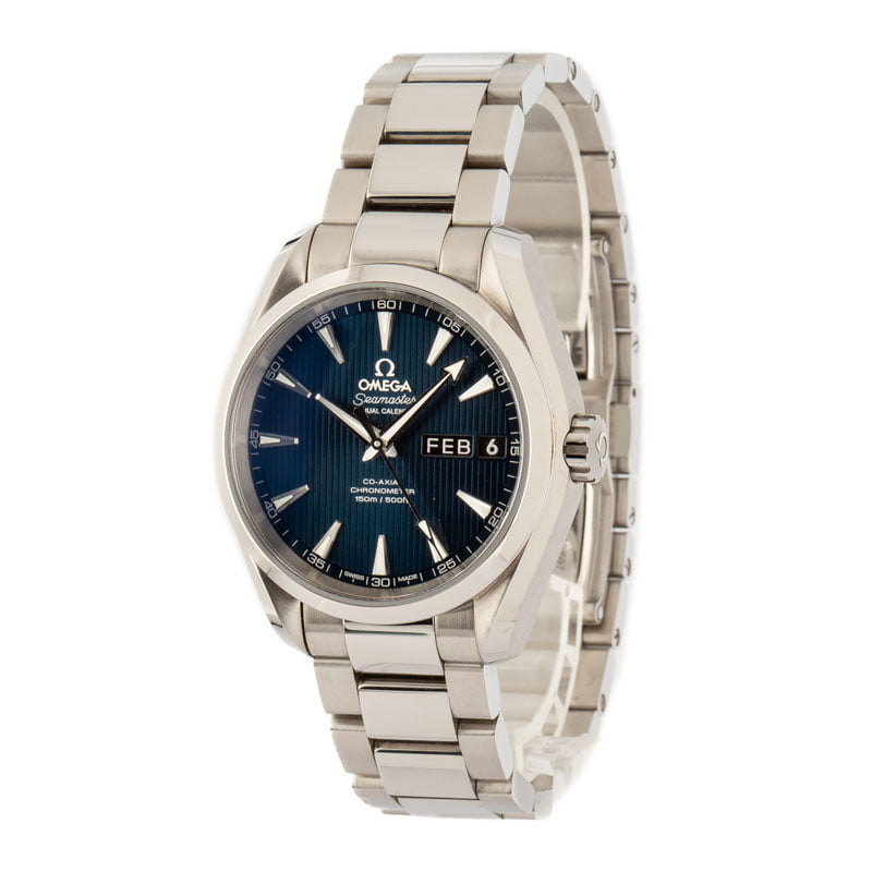 Omega Seamaster Aqua Terra Blue Annual Calendar Dial