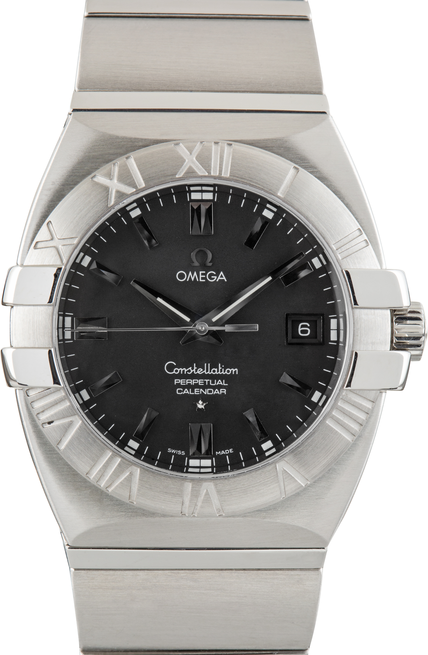 Used Steel Omega Constellation Black Index Dial