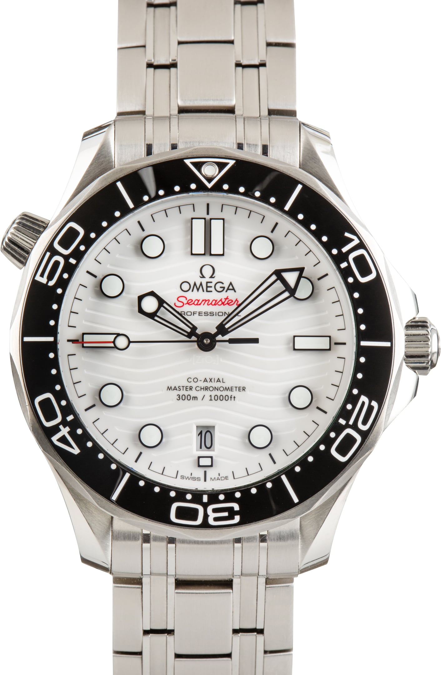 Used White Dial Omega Seamaster Diver 300M Steel on Steel