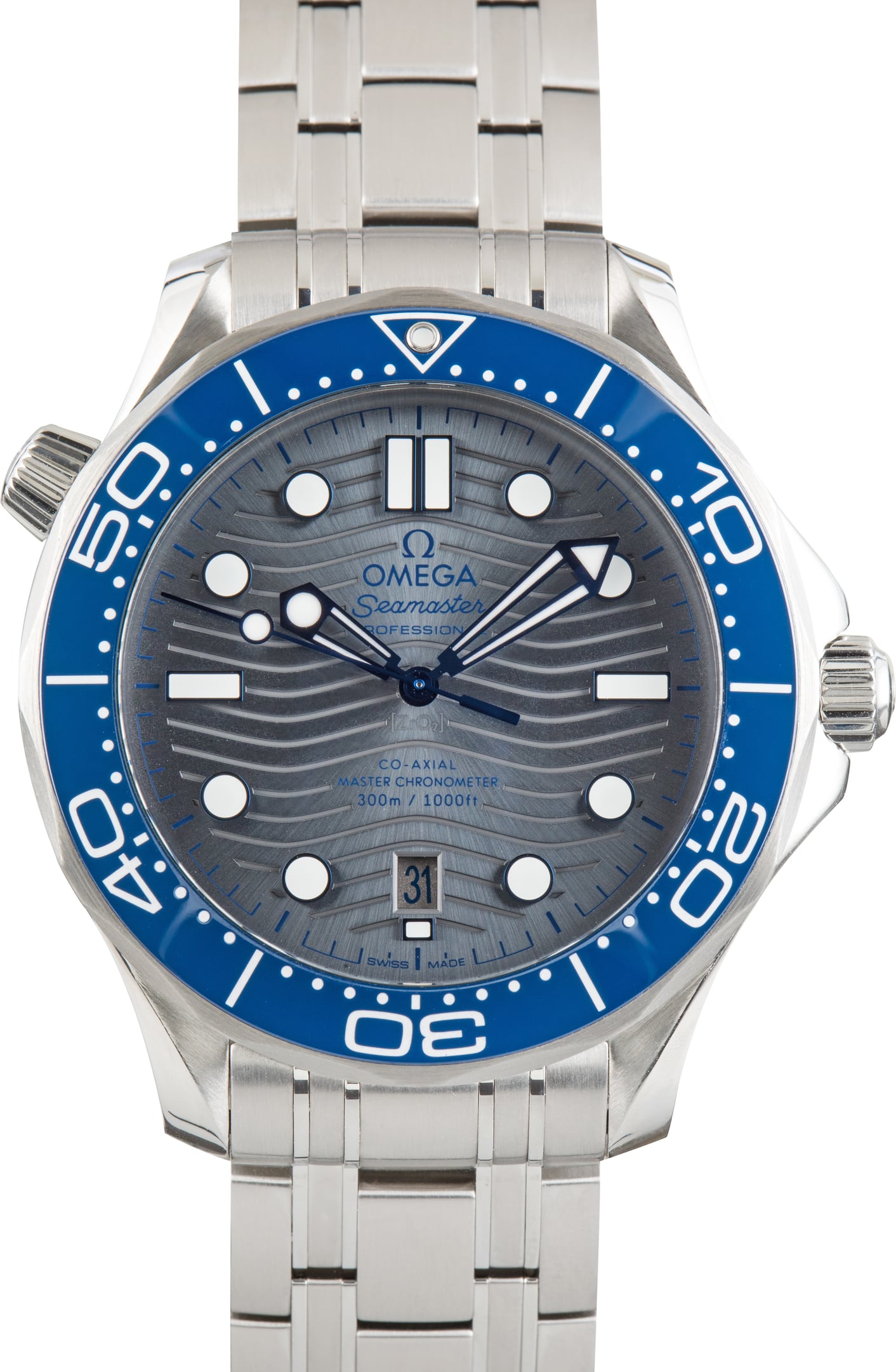Pre-Owned Stainless Steel Omega Seamaster Diver 300M Grey Dial
