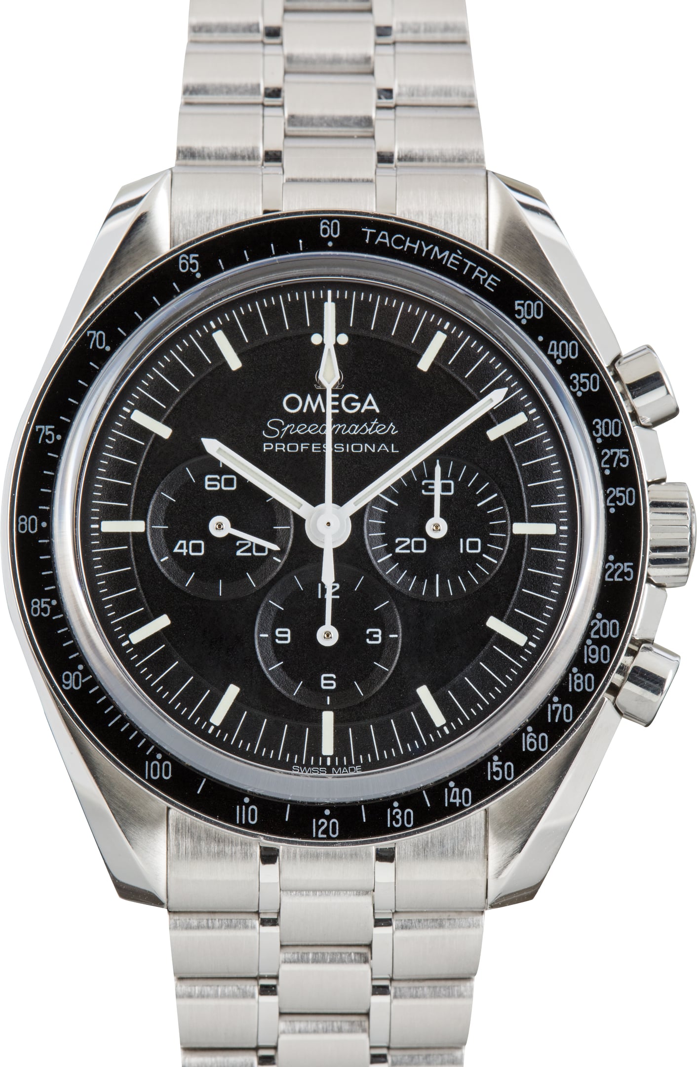 Used Stainless Steel Omega Speedmaster Moonwatch Professional Black Dial