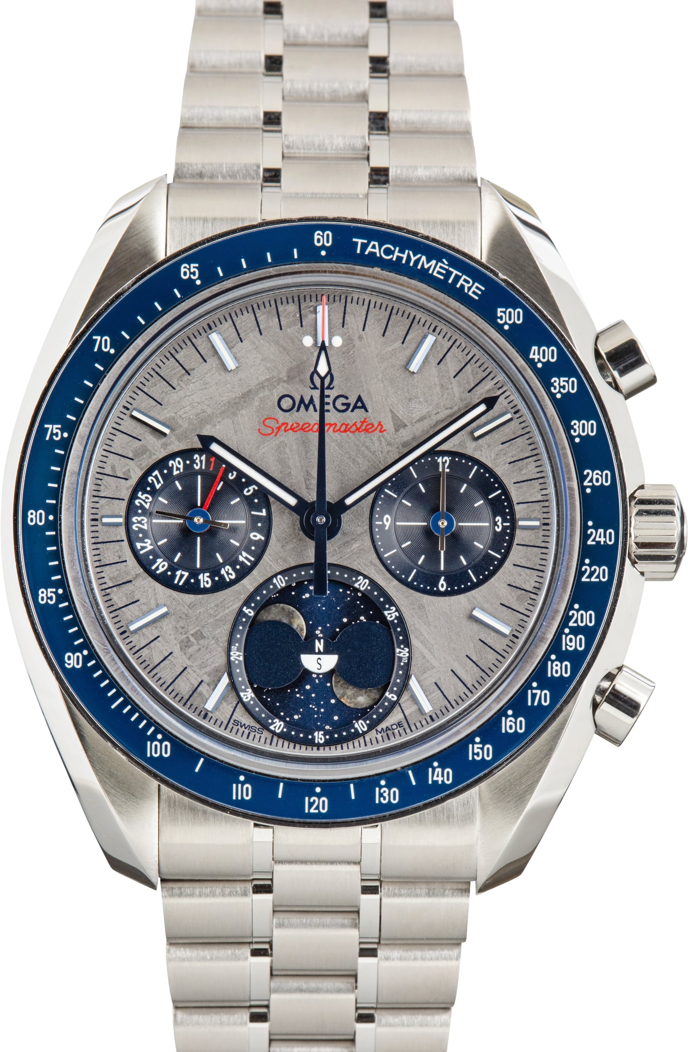 Used Stainless Steel Omega Speedmaster Moonphase Meteorite Dial