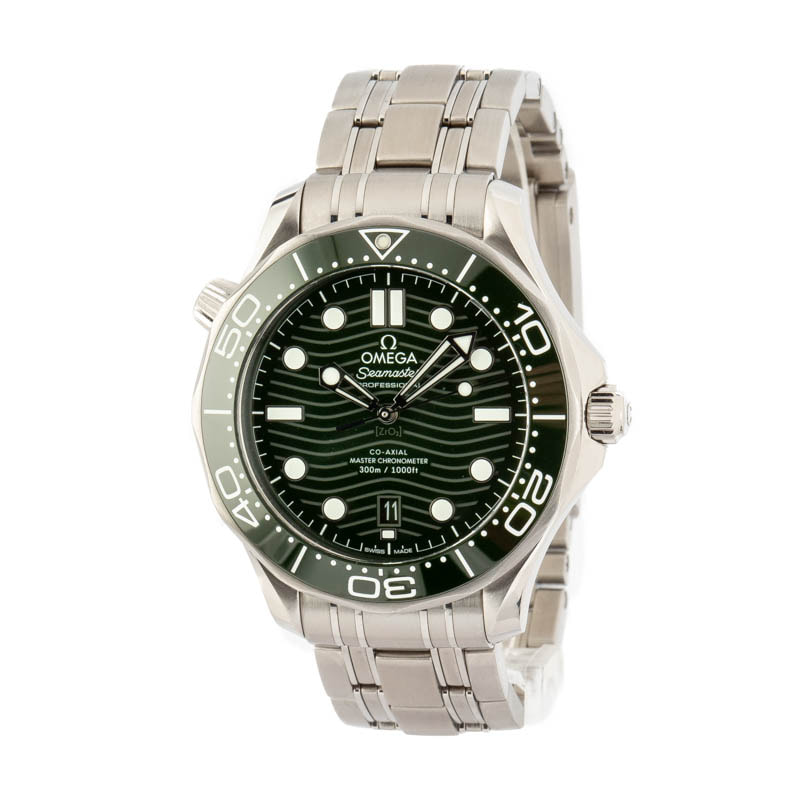 Omega Seamaster Stainless Steel Green Wave Dial