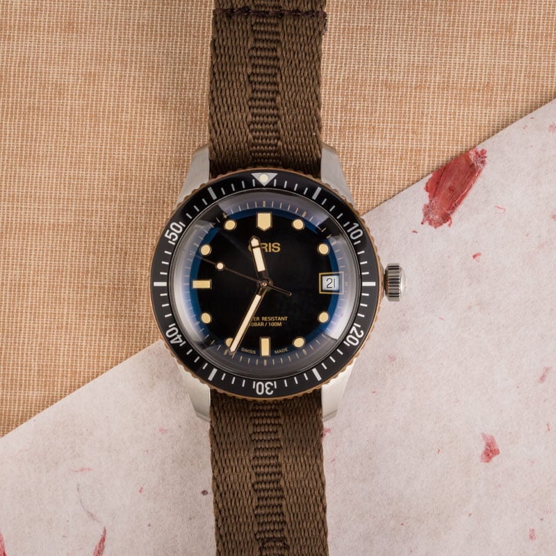 Oris Divers Sixty-Five Dark Brown Textile Strap