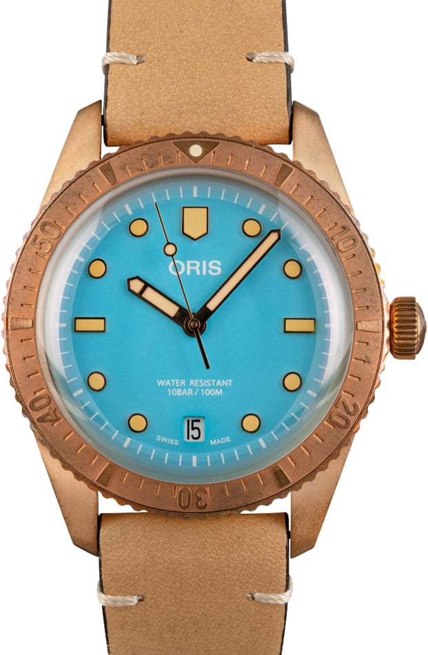 Oris Divers Sixty-Five Bronze Leather Strap