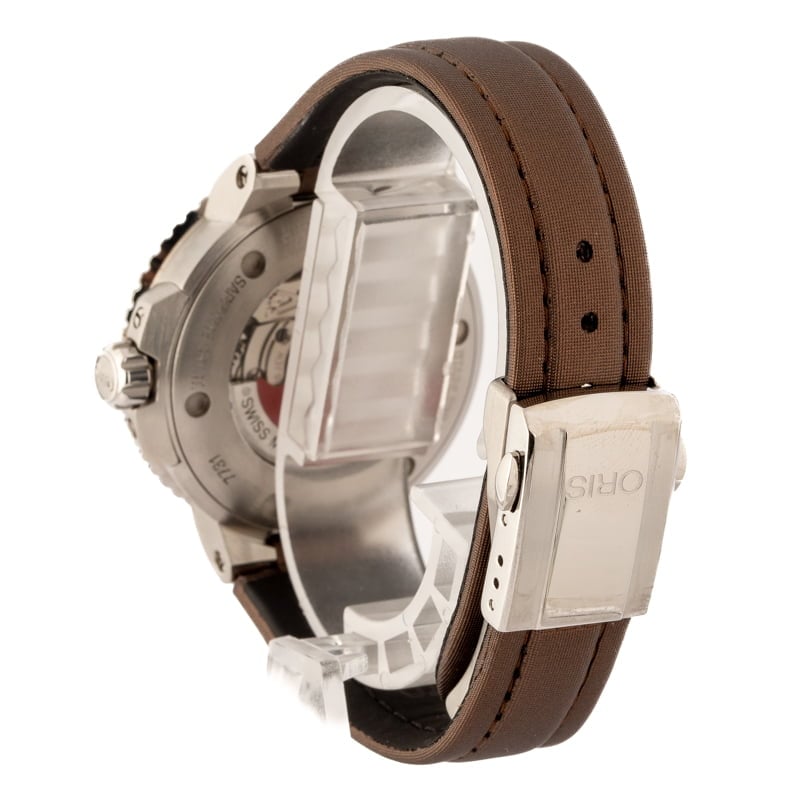 Ladies Oris Aquis Date Brown Dial & Textile Strap