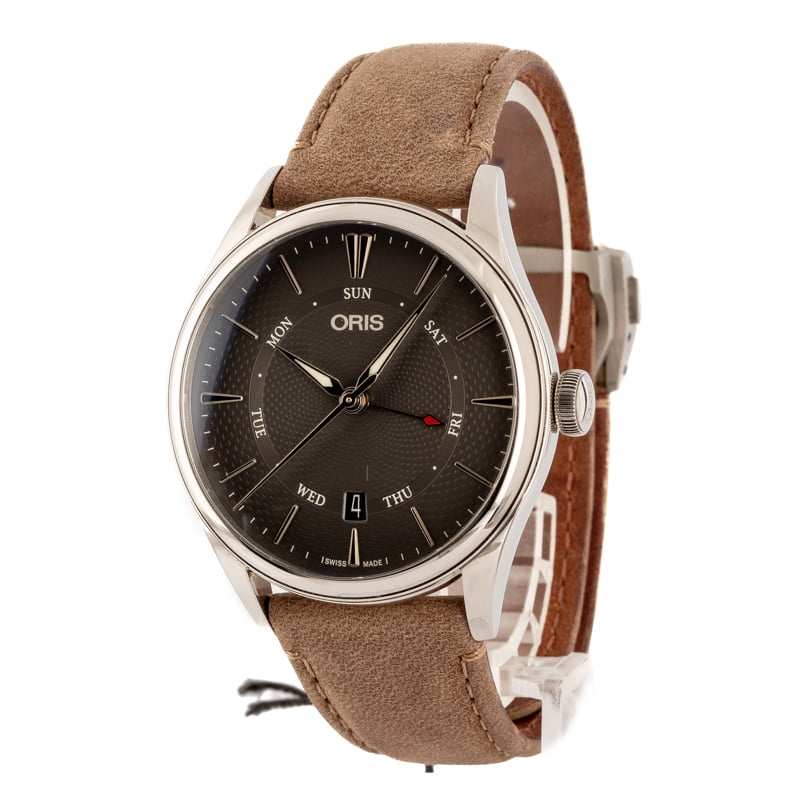 Oris Artelier Pointer Day Date Grey Dial & Leather Strap