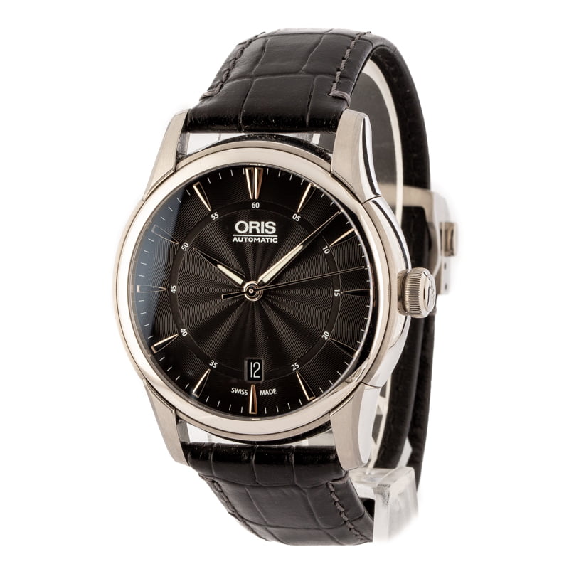 Oris Artelier Date Black Dial & Leather Strap