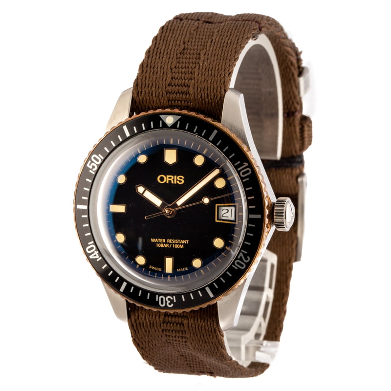 Oris Divers Sixty-Five Dark Brown Textile Strap