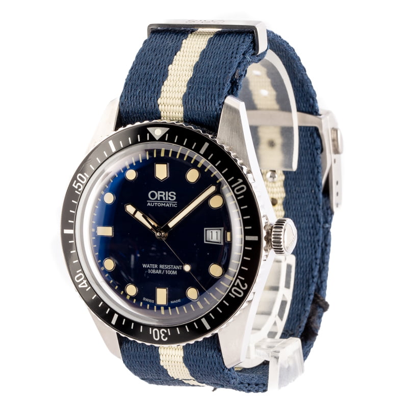 Oris Divers Sixty-Five Blue & Beige Fabric Strap