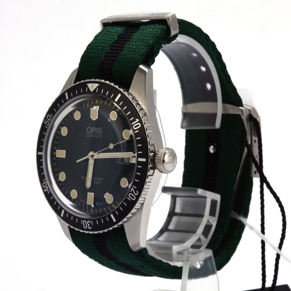 Oris Divers Sixty-Five Steel on Green NATO Strap