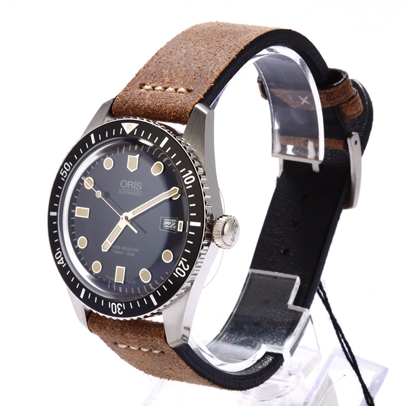 Oris Divers Sixty-Five Blue Dial Leather Strap