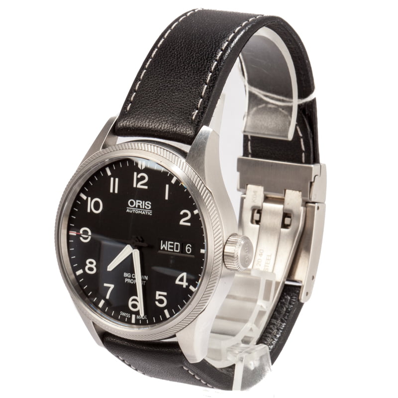 Oris Big Crown ProPilot Big Day Date Black Leather Strap