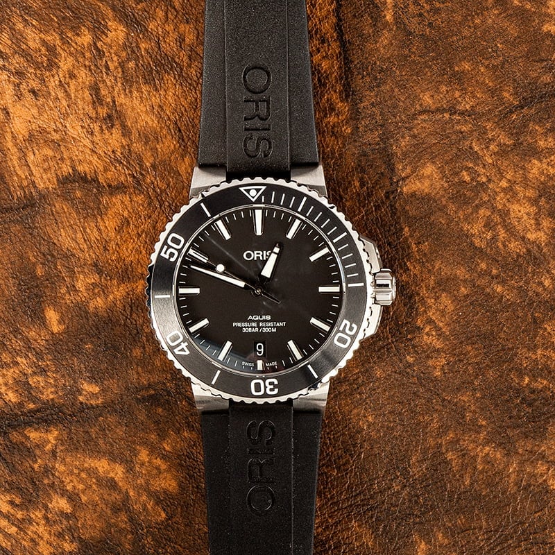 Mens Oris Aquis Date Rubber Strap