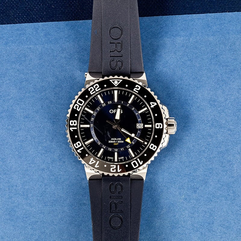 Oris Aquis Date GMT Blue Dial & Rubber Strap