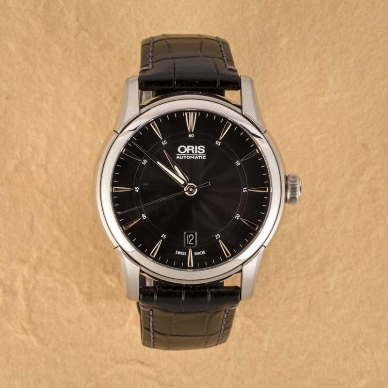 Oris Artelier Date Black Dial & Leather Strap