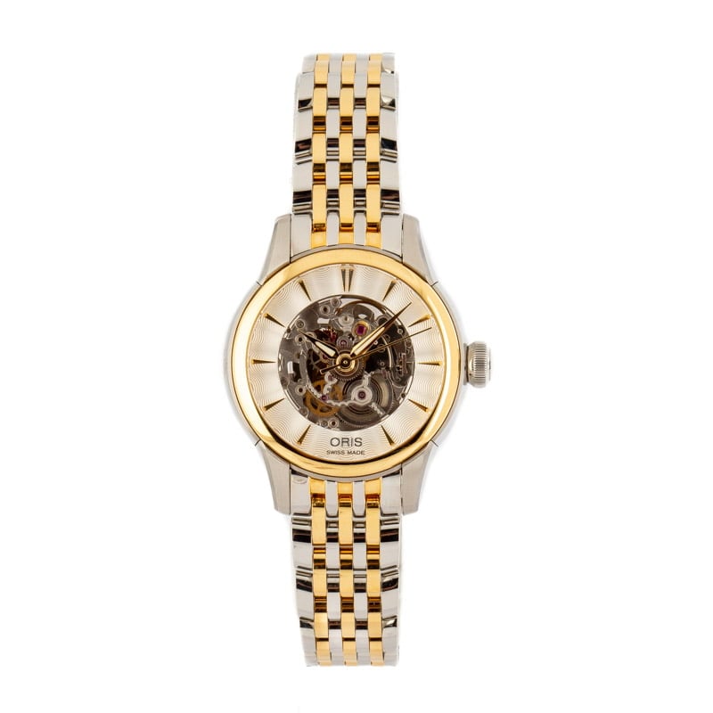 Ladies Oris Artelier Skeleton Steel & Gold