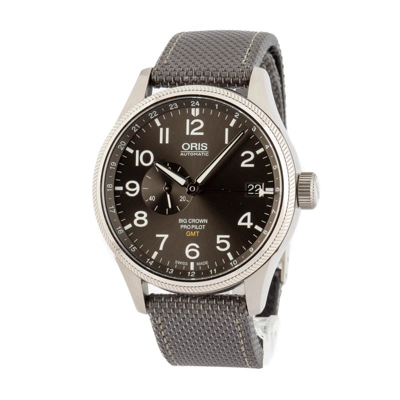 Oris Big Crown Pro Pilot GMT, Small Second Steel on Grey Strap