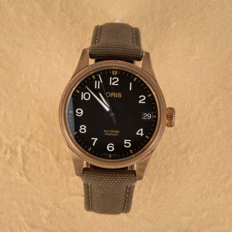 Oris Big Crown ProPilot Big Date Bronze Case & Olive Textile Strap