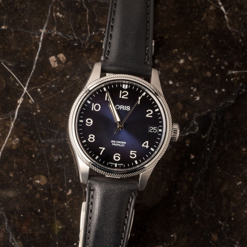 Oris Big Crown ProPilot Blue Dial & Black Leather Strap