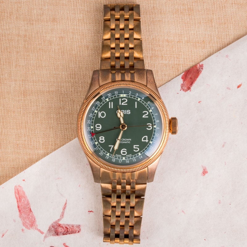 Oris Big Crown Pointer Date Green Arabic Dial Bronze