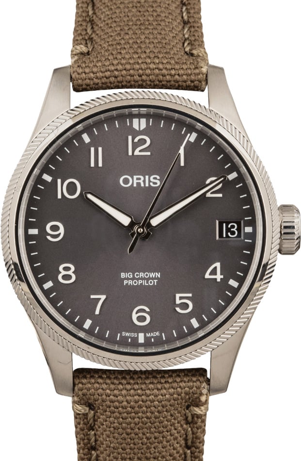 Oris Big Crown ProPilot Big Date Grey Dial & Olive Textile Strap