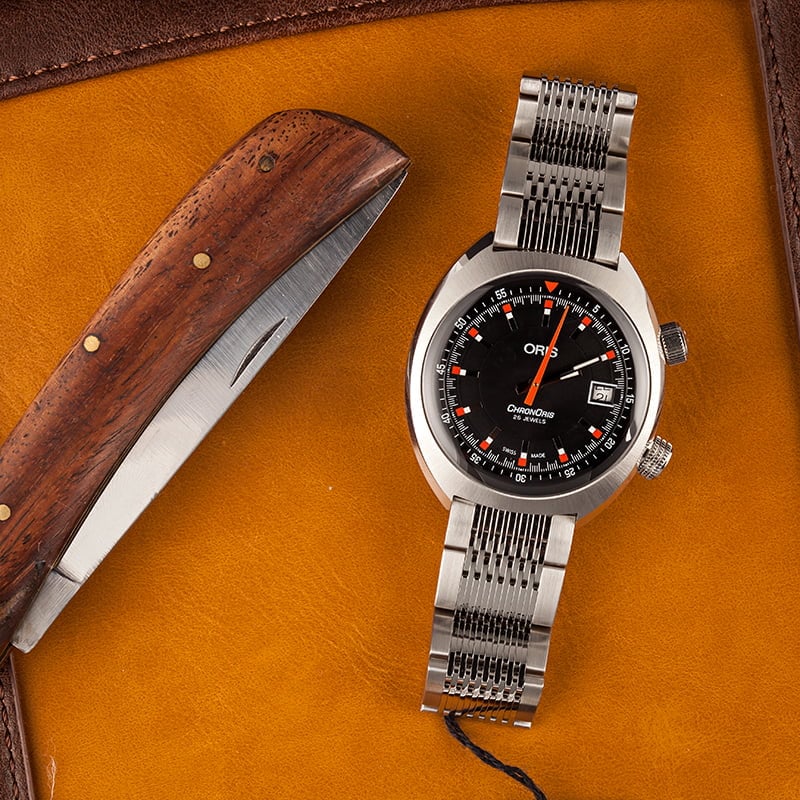 Oris Chronoris Date Black Dial Steel Bracelet