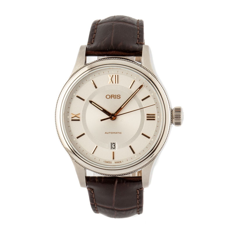 Oris Classic Date Silver Roman Dial