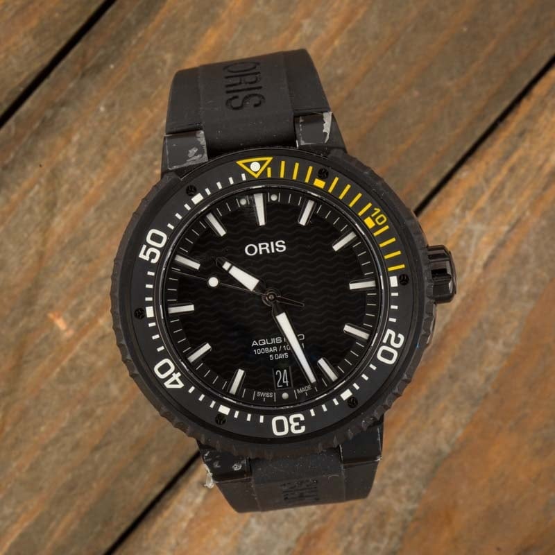 Oris AquisPro Date Black Rubber Strap