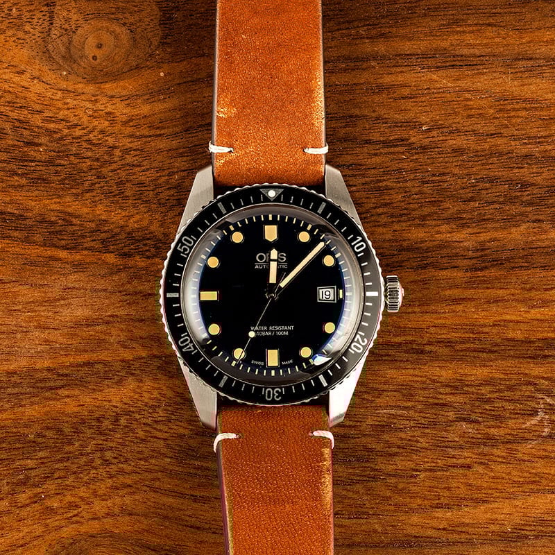 Oris Divers Sixty-Five Steel on Leather Strap