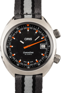 Oris Chronoris Date Orange Markers Gray Textile Strap