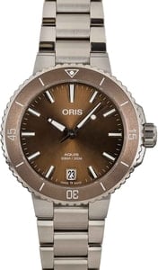 Ladies Oris Aquis Date Brown Dial & Steel Band