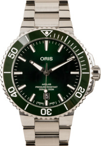 Mens Oris Aquis Date Green Dial