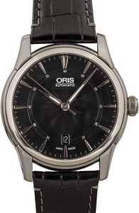 Oris Artelier Date Black Dial & Leather Strap