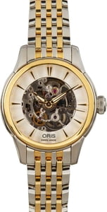 Ladies Oris Artelier Skeleton Steel & Gold