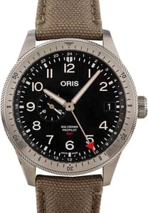 Oris Big Crown Pro Pilot Timer GMT Black Dial & Olive Textile Strap