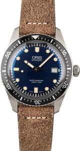 Oris Divers Sixty-Five Blue Dial Leather Strap