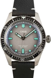 Oris Divers Sixty-Five Leather Strap Grey Dial