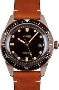 Oris Divers Sixty-Five Black Dial & Leather Strap